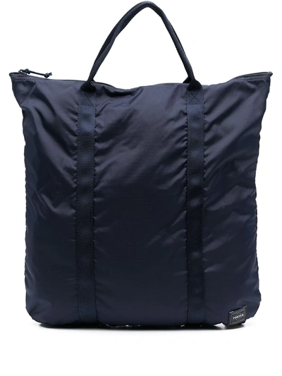 Porter-yoshida & Co Logo-patch Zipped Backpack In Blue