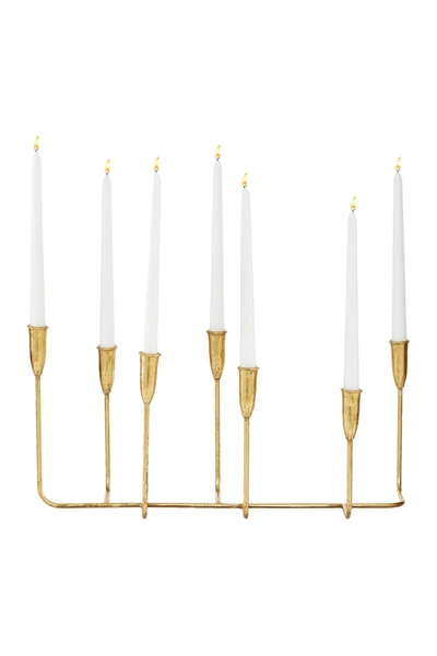 Cosmoliving By Cosmopolitan Abstract Gold Foil Finished Tapered Metal Candle Holder