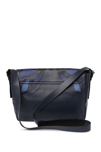 Valentino Garavani Leather Butterfly Messenger Bag In Blue Navy/mari/nero/