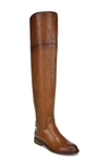 Franco Sarto Haleen Womens Leather Wide Calf Knee-high Boots In Cognac Leather