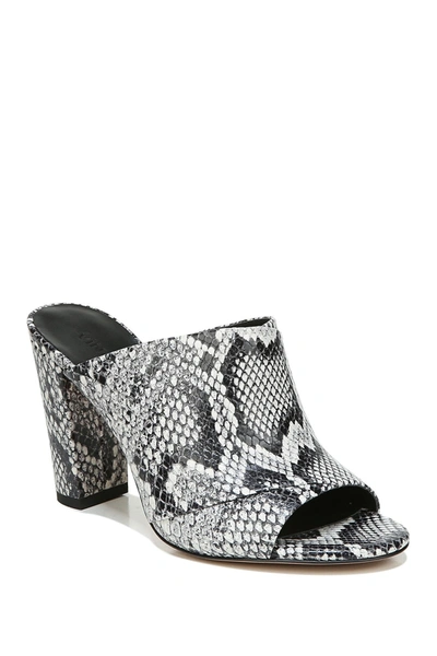 Vince Heath Snake Print Leather Block Heel Mule In Sahara