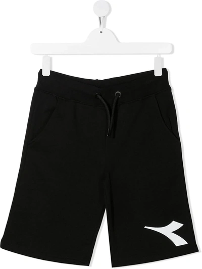 Diadora Junior Teen Logo-print Jersey Shorts In Black