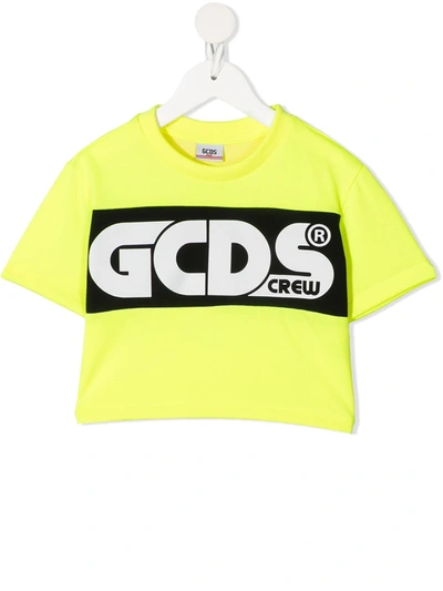 Gcds Kids' Logo-print T-shirt In Yellow