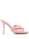 Bottega Veneta Stretch Raffia Sandals In Pink