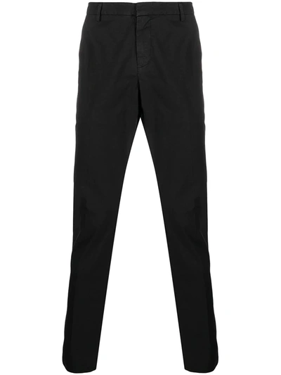 Dondup Tapered Fit Cotton Trousers In Black