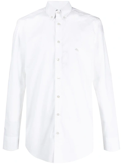 Etro Logo刺绣排扣衬衫 In White