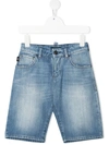 Emporio Armani Faded Denim Shorts In Blue