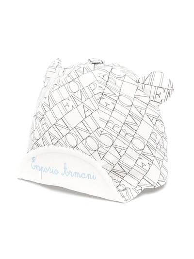 Emporio Armani Babies' Logo Print Bear Hat In White