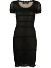 Dsquared2 Scallop Lace-trim Rib-knit Minidress In Schwarz