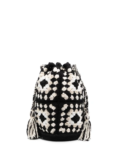 Alanui Granny Square Crochet Mini Bag In White,beige,black