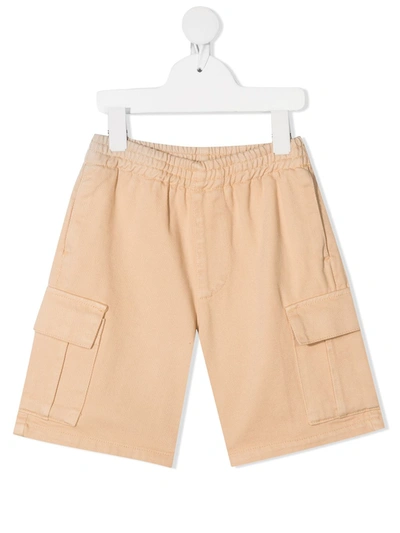 The New Society Kids' Organic Cotton Cargo Shorts In Neutrals