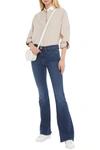Frame Le High Flare Faded High-rise Flared Jeans In Dark Denim