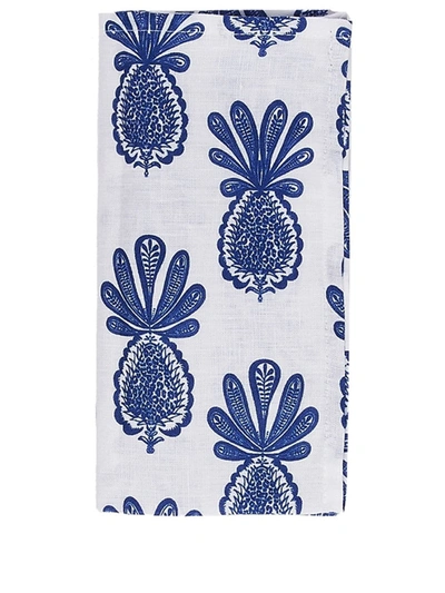 La Doublej Pineapple-print Linen Napkins (set Of 6) In White