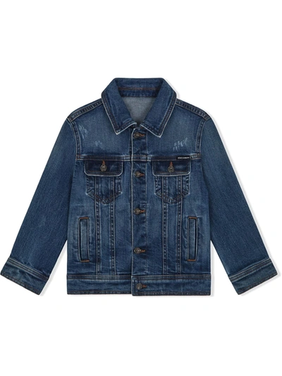 Dolce & Gabbana Kids' Logo Patch Denim Jacket In Blue