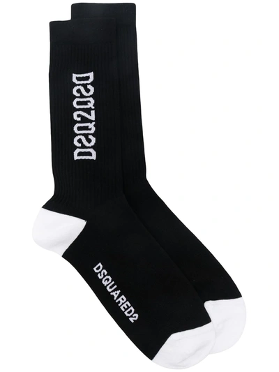 Dsquared2 Logo嵌花针织袜 In Black
