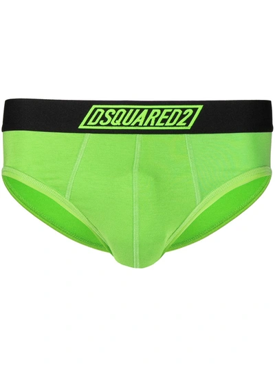 Dsquared2 Logo-waistband Briefs In Green