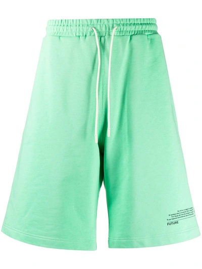 Msgm Fantastic Green Bermuda In Blue