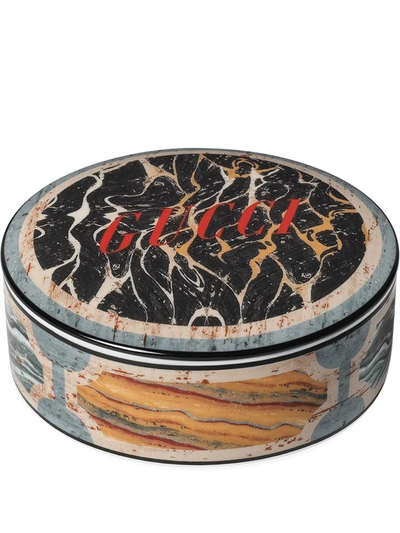 Gucci Marble-print Trinket Box In Black