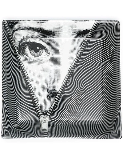 Fornasetti Lina Cavalieri-print Ceramic Ashtray In Black