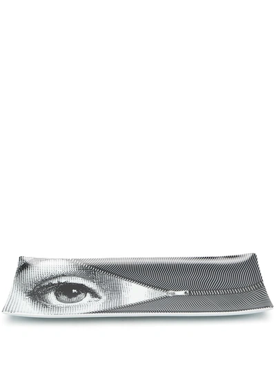 Fornasetti Occhi Painted Tray In Black