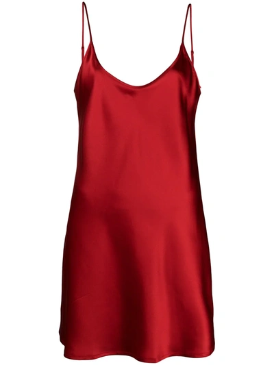 La Perla Scoop-neck Silk Slip Nightdress In Rot