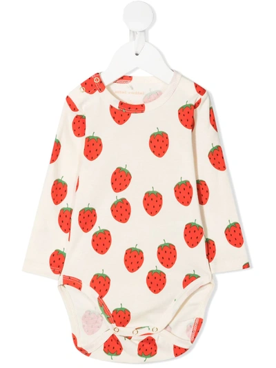 Mini Rodini Babies' Strawberry-print Body In 中性色