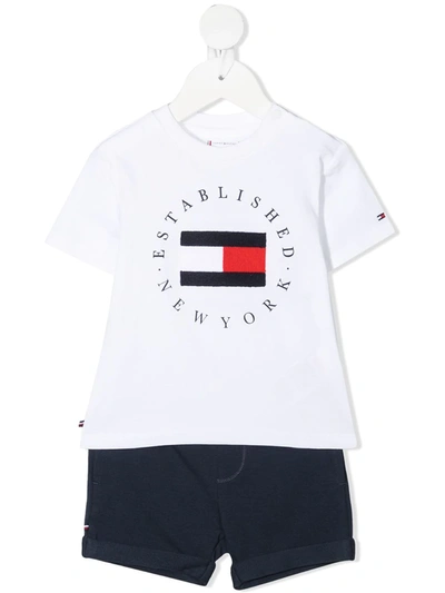 Tommy Hilfiger Junior Babies' Flag-print Stretch-organic Cotton Tracksuit Set In 蓝色