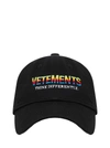 Vetements Think Differently Logo-embroidered Cotton Cap In Black