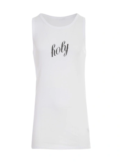 Ann Demeulemeester Holy Print Seva Cotton Jersey Tank Top In Off White