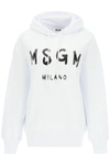 Msgm Logo Print Cotton Hoodie Clothing In Off White (white)