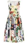 Dolce & Gabbana Shirred Patchwork-effect Printed Cotton-poplin Midi Dress In Variante Abbinata (red)