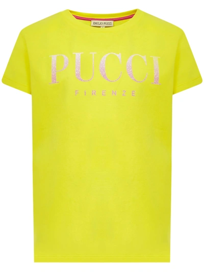 Emilio Pucci Kids T-shirt For Girls In Yellow