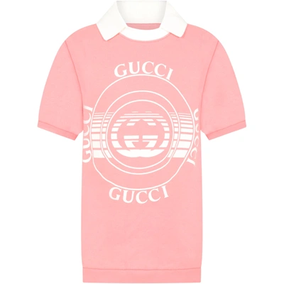 Gucci Kids' Logo-print Cotton Sweatshirt Dress 6-10 Years In Pink