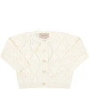 GUCCI IVORY CARDIGAN FOR BABYGIRL WITH DOUBLE GG,642843 XKBQ0 9011
