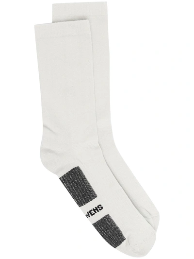Rick Owens Logo-print Two-tone Socks In White