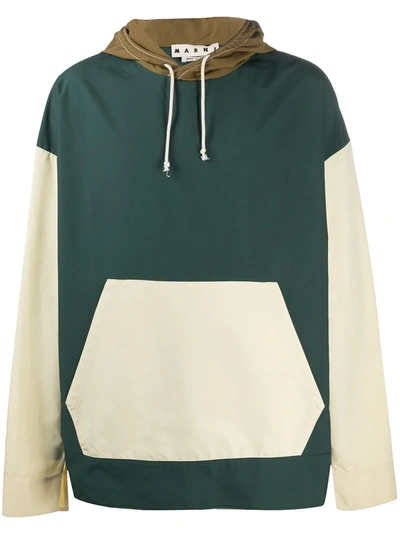 Marni Colour-block Hoodie In Green