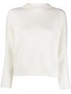 Jil Sander Knitted Round Neck Top In White