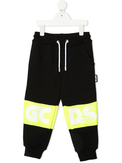 Gcds Kids' Logo-stripe Sweatpants In Black