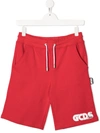 Gcds Teen Logo-print Jersey Shorts In Red