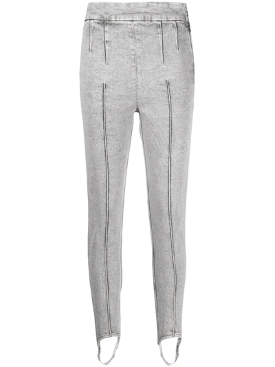 Isabel Marant Nanouli Slim-fit Mid-rise Distressed Stretch-denim Trousers In Grey