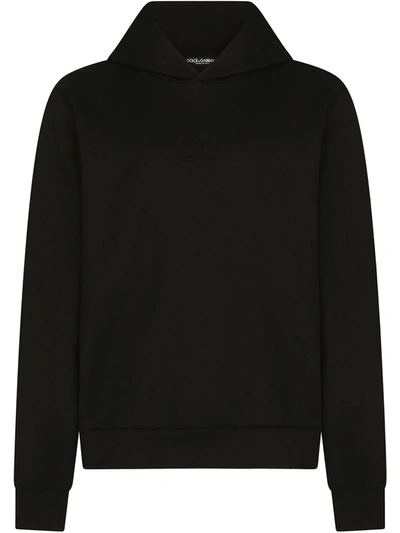 Dolce & Gabbana Logo-embroidered Long-sleeve Hoodie In Black