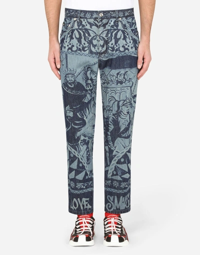 Dolce & Gabbana Loose Jeans With Carretto Patchwork Print