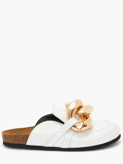 Jw Anderson Chain Loafer Leather Mules In White