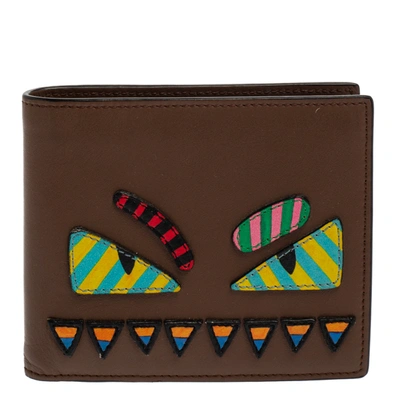 Pre-owned Fendi Multicolor Leather Monster Eyes Bifold Wallet