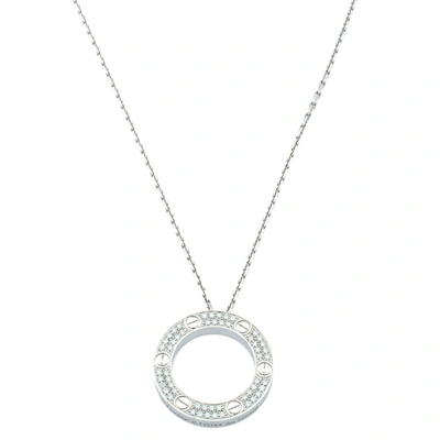 Pre-owned Cartier Love Diamond - Paved 18k White Gold Necklace