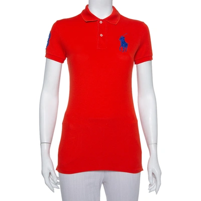 Pre-owned Ralph Lauren Orange Cotton Pique The Skinny Polo T-shirt S