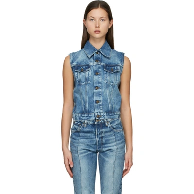 Maison Margiela Sleeveless Denim Jacket In Light Blue