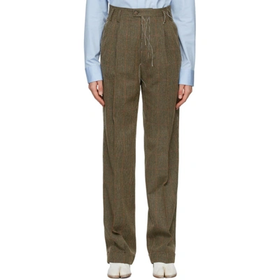 Maison Margiela Brown & Green Heavy Check Trousers In 001f Brown