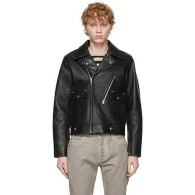 Maison Margiela Notched-lapel Leather Jacket In Black