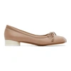 Mm6 Maison Margiela Pink Leather Ballerina Flats In Taupe
